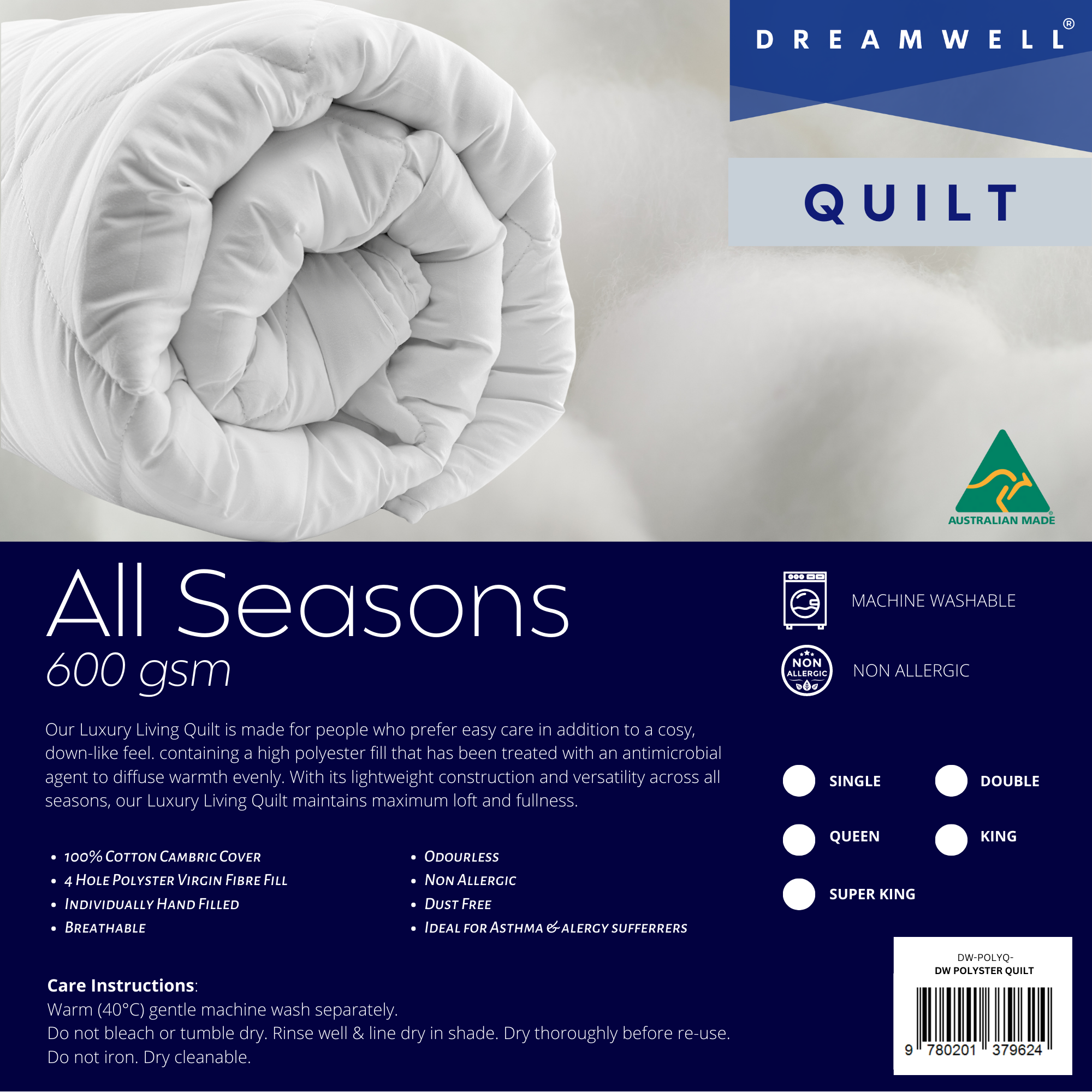 Dreamwell All Seasons Quilt 600GSM
